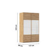 SCHWEBETÜRENSCHRANK 137/223/68 cm 2-türig Weiß, Eiche Artisan  - Eichefarben/Weiß, Design, Glas/Holzwerkstoff (137/223/68cm) - Xora