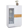 HIGHBOARD Triest Triest Weiß, Eichefarben  101/150/42 cm  - Eichefarben/Weiß, Design, Glas/Holz (101/150/42cm) - Novel