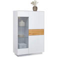 HIGHBOARD Triest Triest Weiß, Eichefarben  101/150/42 cm  - Eichefarben/Weiß, Design, Glas/Holz (101/150/42cm) - Novel