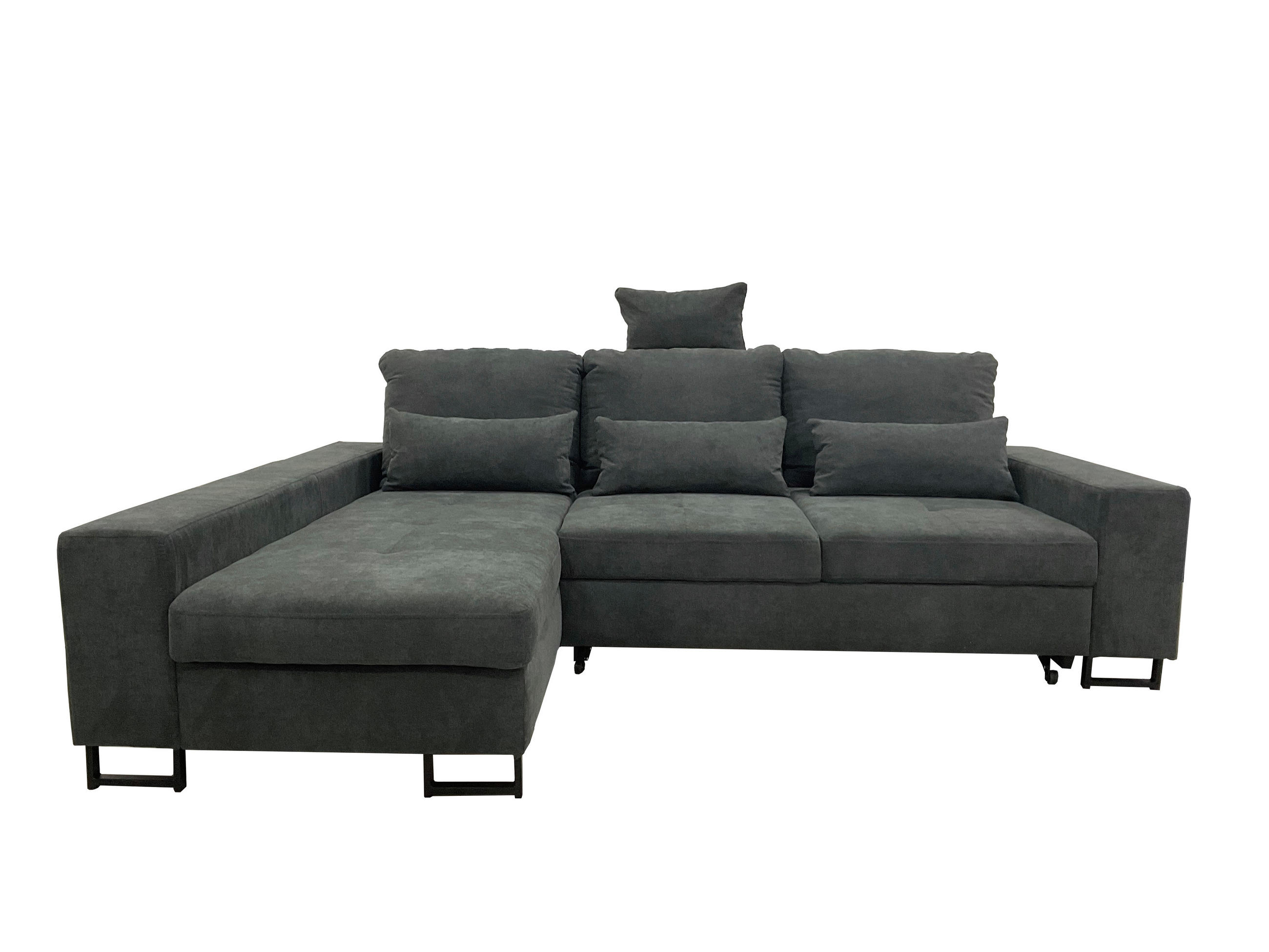 SJEDEĆA GARNITURA tekstil  tamno siva   - tamno siva/crna, Moderno, tekstil/metal (192/260cm)