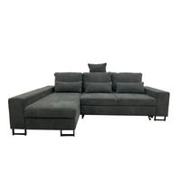 SJEDEĆA GARNITURA tekstil  tamno siva   - tamno siva/crna, Moderno, tekstil/metal (192/260cm)