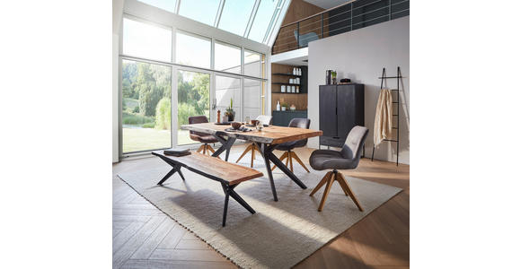 ESSTISCH in Holz, Metall 200/100/76 cm - Schwarz/Akaziefarben, Design, Holz/Metall (200/100/76cm) - Landscape