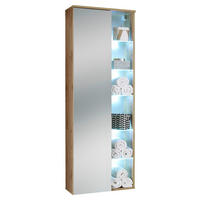 DULAP ÎNALT 55/160/30 cm  - culoare lemn stejar, Modern, sticlă/material pe bază de lemn (55/160/30cm) - Xora