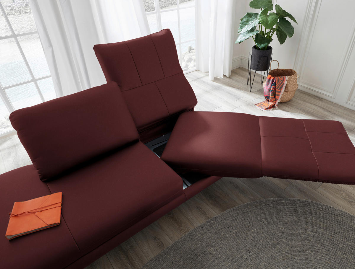 RÉCAMIERE in Echtleder Rot  - Chromfarben/Rot, Design, Leder/Metall (209/85-109/95-16cm) - Dieter Knoll