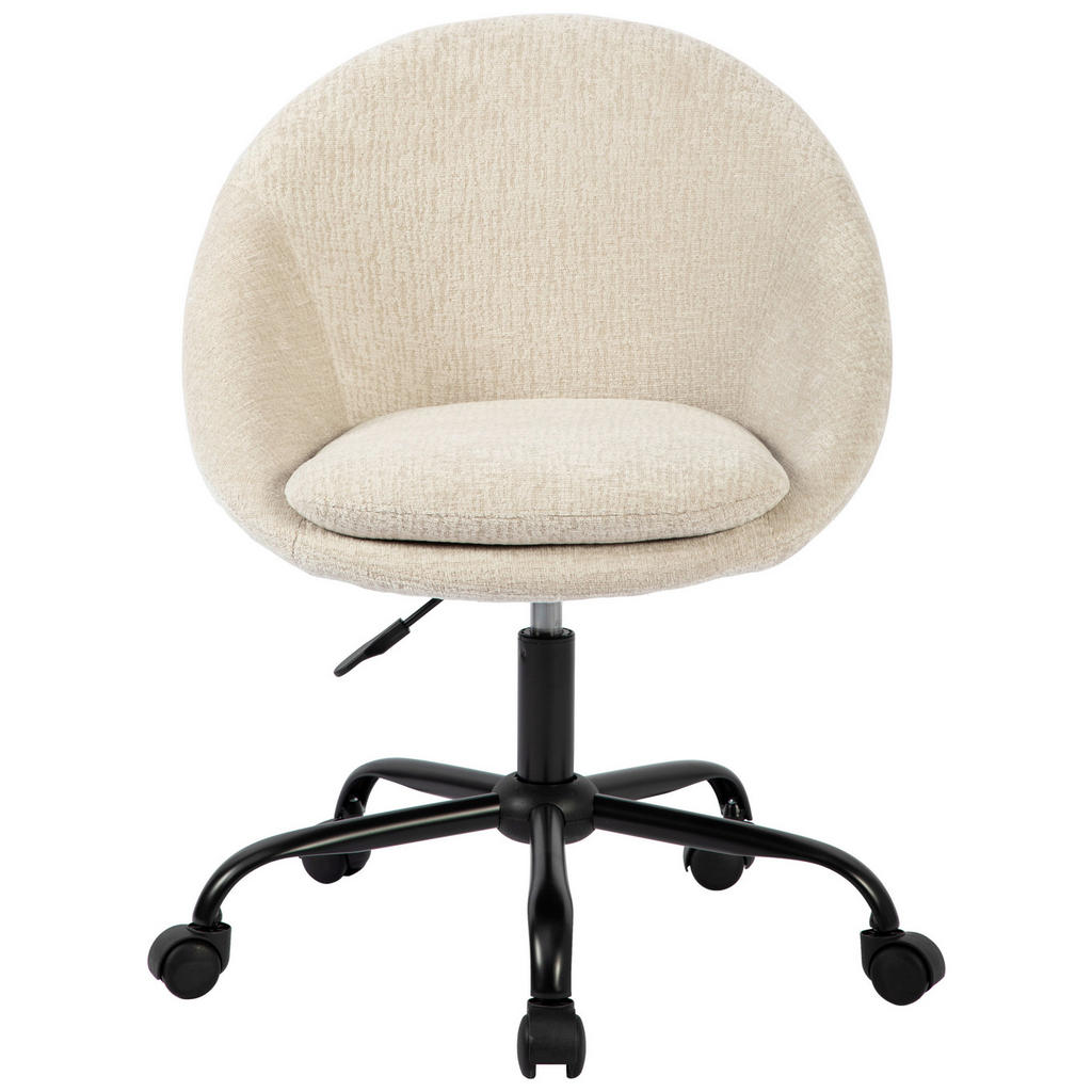 Thumbnail - Mid.you Drehstuhl, Weiß, Beige, Metall, Textil, Drehkreuz, 62x79x87 cm, Sitzfläche 360° drehbar, Stühle
