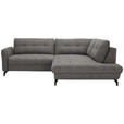 ECKSOFA  in Flachgewebe, Leinenoptik Taupe  247/208 cm  - Taupe/Schwarz, MODERN, Textil/Metall (247/208cm) - Xora