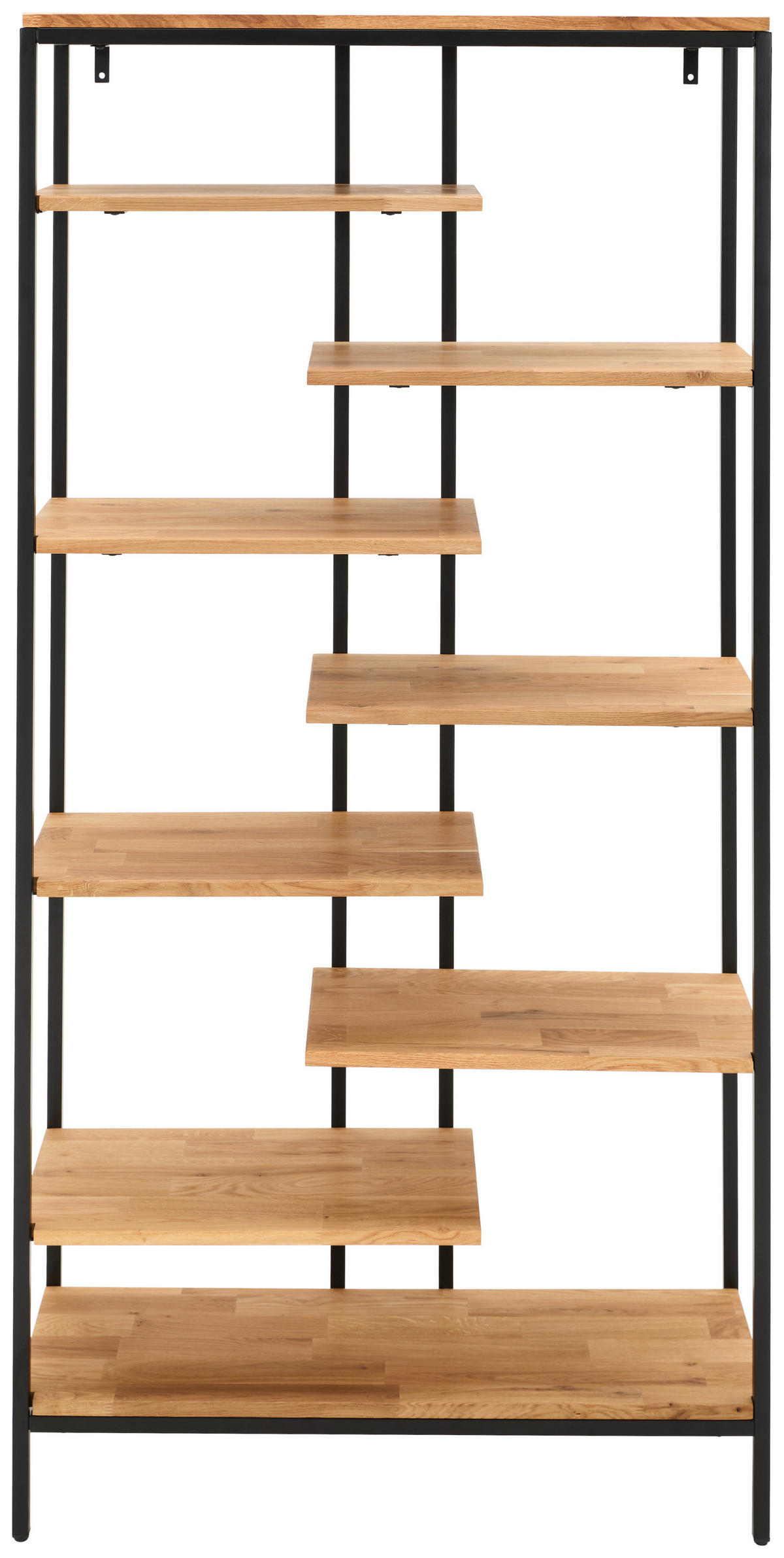 REGAL Eiche massiv Schwarz, Eichefarben  - Eichefarben/Schwarz, Trend, Holz/Metall (180/90/35cm) - Landscape
