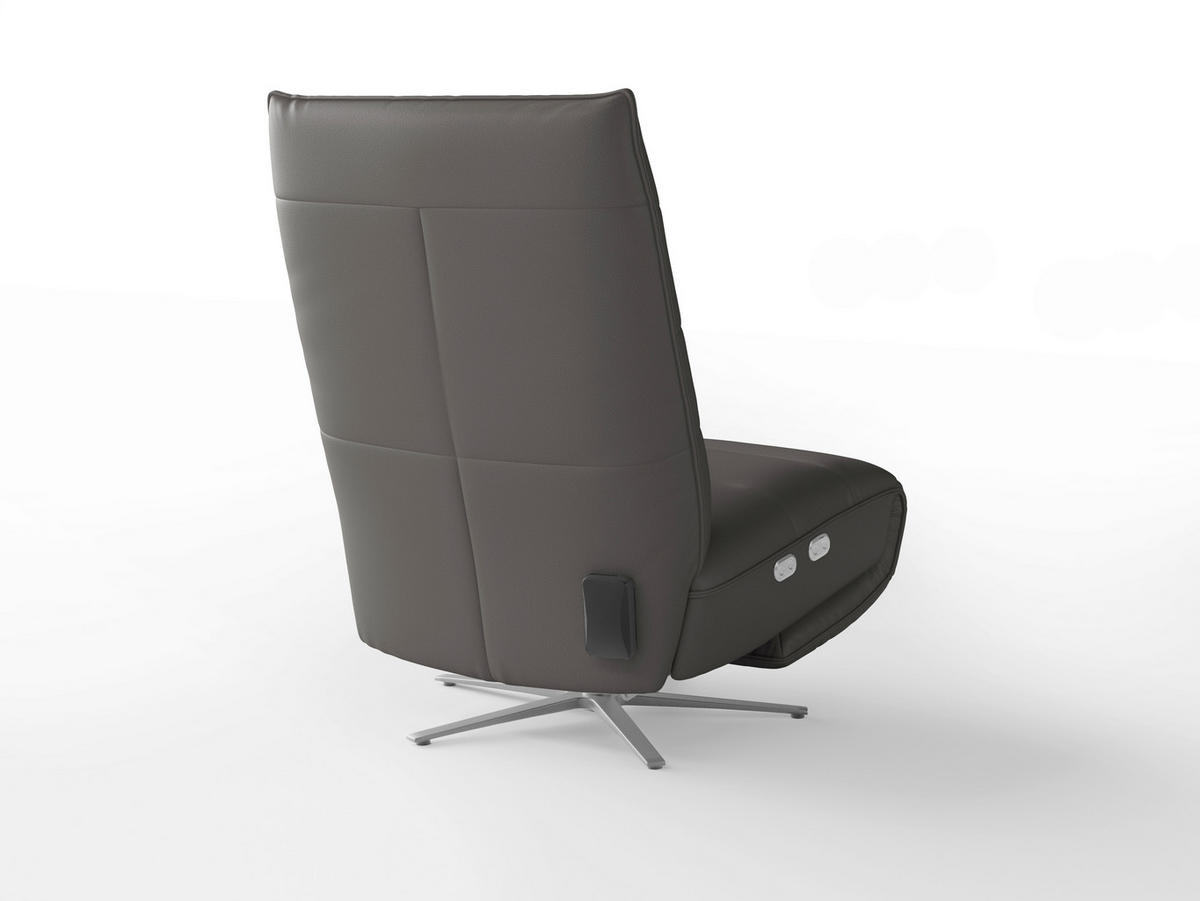 RELAXSESSEL Leder Mokka  - Silberfarben/Mokka, Basics, Leder/Metall (80/109/98cm) - Sit & More