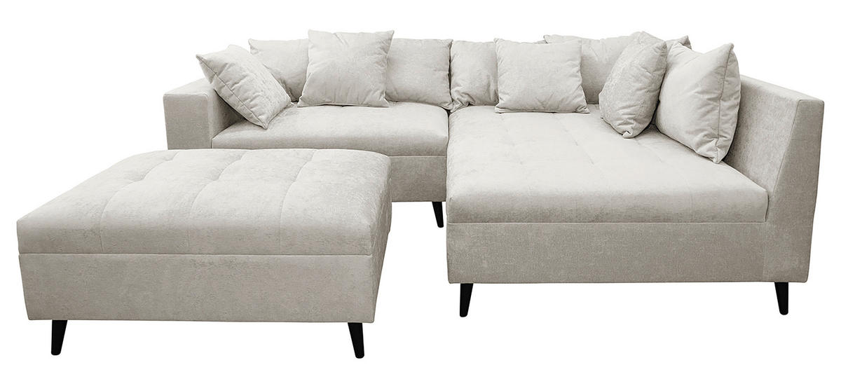 KUTNA GARNITURA tekstil  svijetlo siva   - svijetlo siva/crna, Design, tekstil/drvo (247/174cm) - MID.YOU