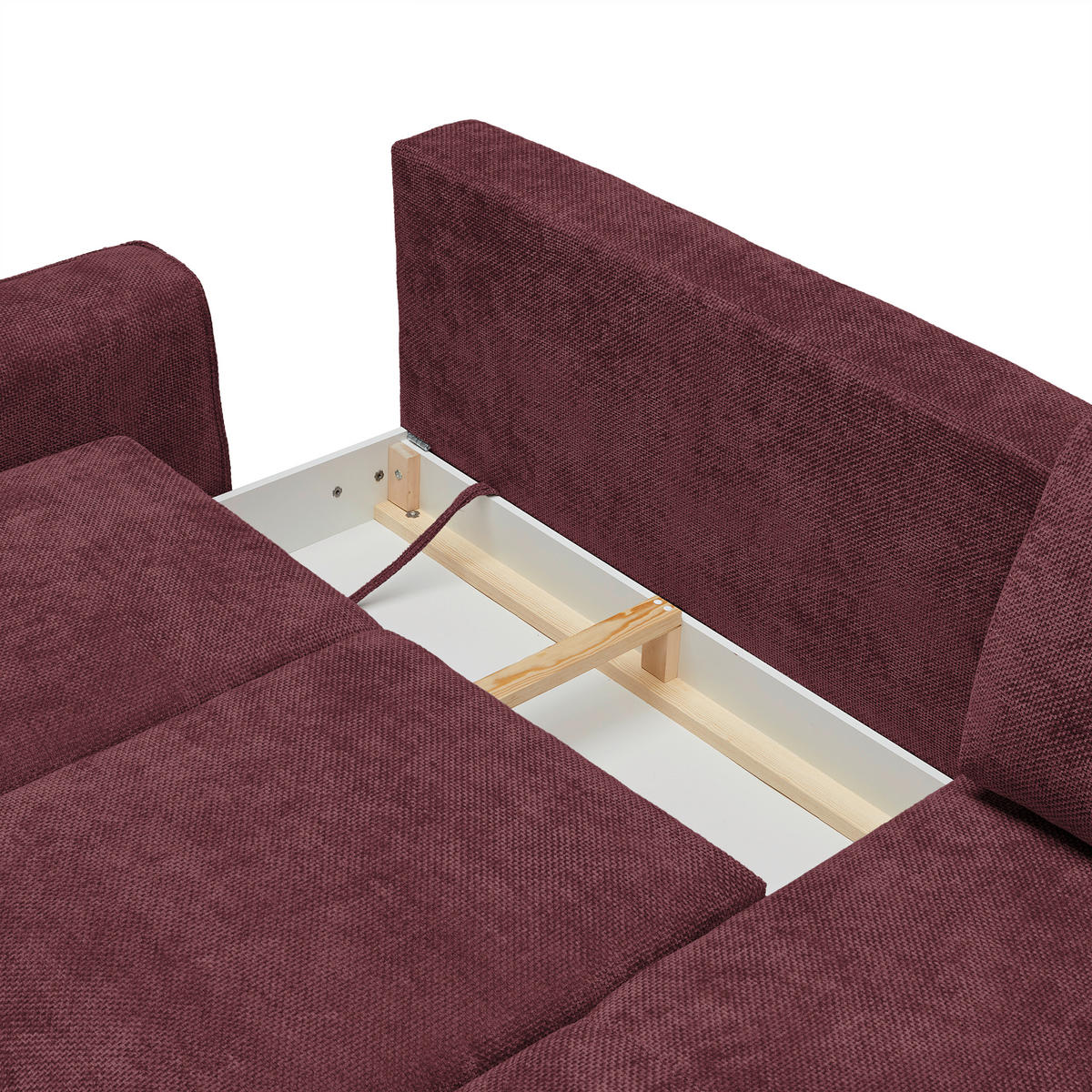 ECKSOFA in Webstoff Bordeaux  - Bordeaux/Schwarz, Modern, Textil/Metall (255/164cm) - MID.YOU
