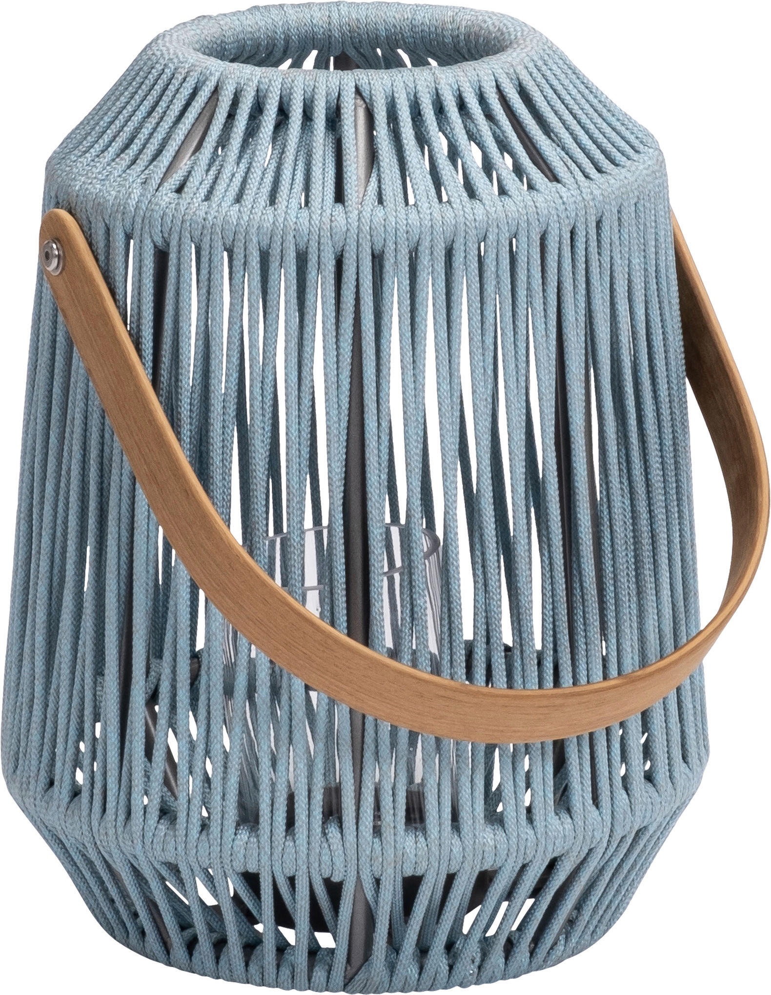 LED-LATERNE - Anthrazit/Hellblau, Basics, Glas/Holz (30/39/30cm) - Stern