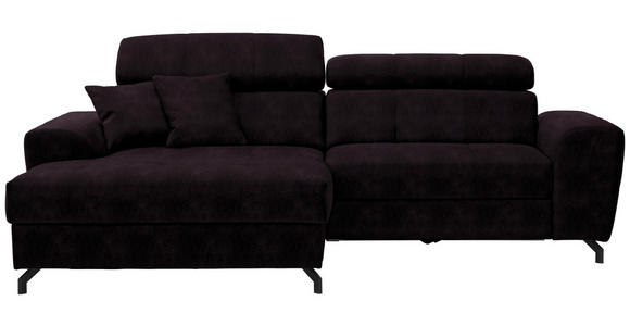 ECKSOFA in Velours Aubergine - Aubergine/Schwarz, Design, Textil/Metall (181/267cm) - Carryhome