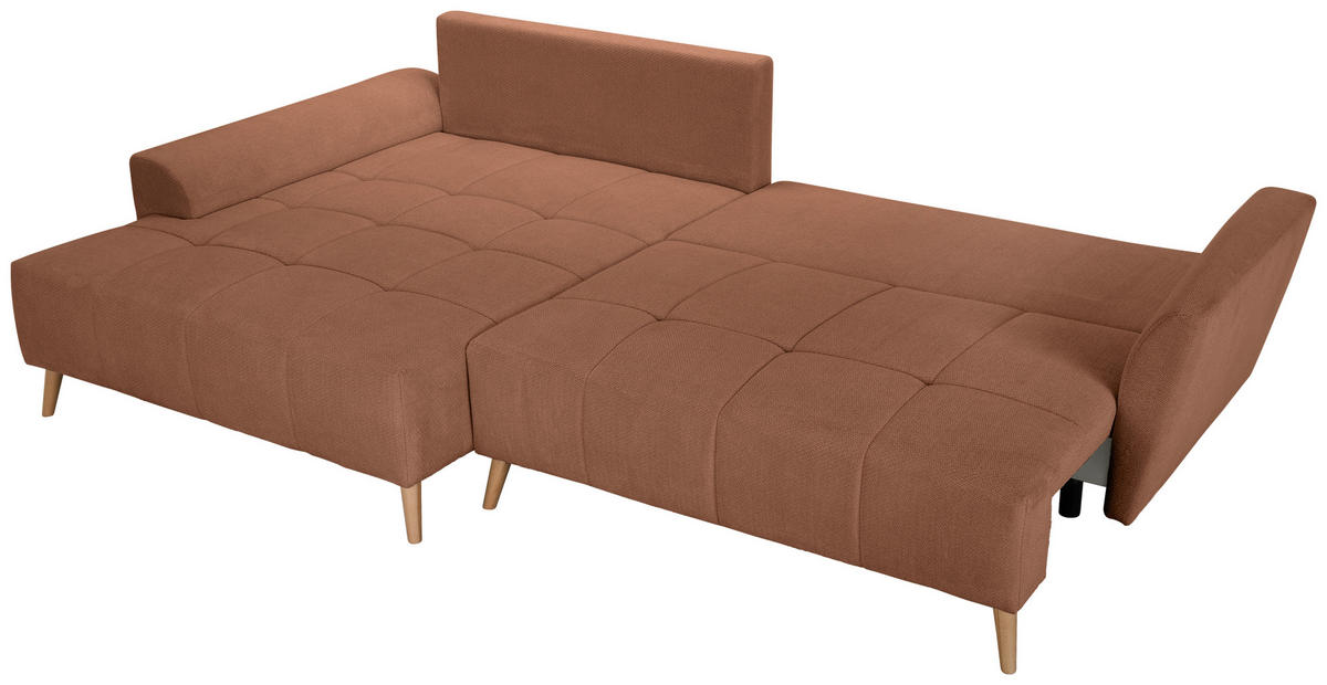 ECKSOFA in Webstoff Dunkelorange  - Buchefarben/Dunkelorange, KONVENTIONELL, Holz/Textil (169/294cm) - Carryhome