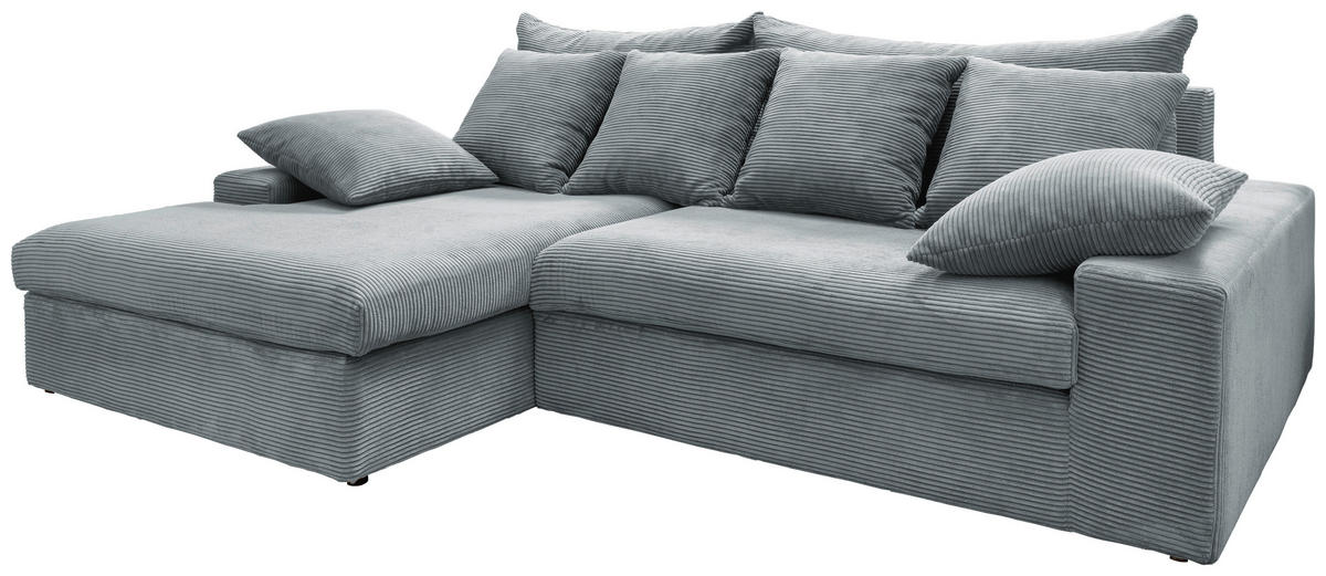ECKSOFA in Cord Hellblau  - Schwarz/Hellblau, Modern, Kunststoff/Textil (200/278cm) - Livetastic