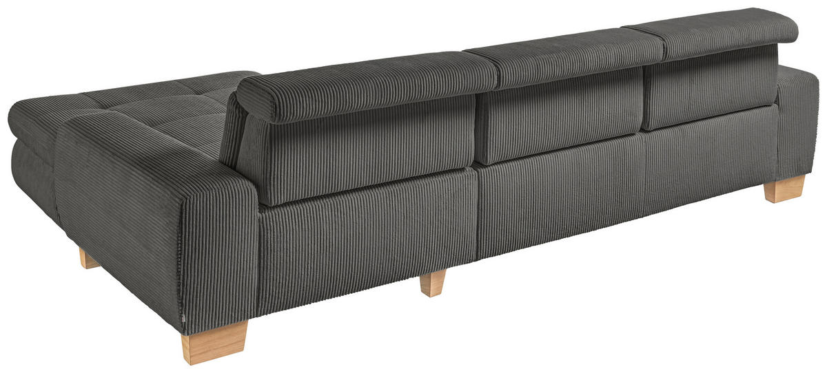 ECKSOFA Anthrazit Cord  - Eiche Bianco/Anthrazit, KONVENTIONELL, Holz/Textil (307/195cm) - SetOne by Musterring