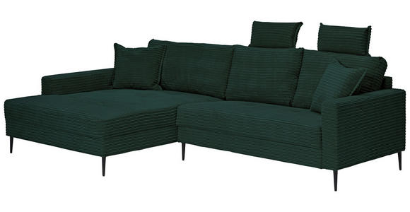 ECKSOFA  in Cord Dunkelgrün  173/276 cm  - Dunkelgrün/Schwarz, KONVENTIONELL, Textil/Metall (173/276cm) - Carryhome