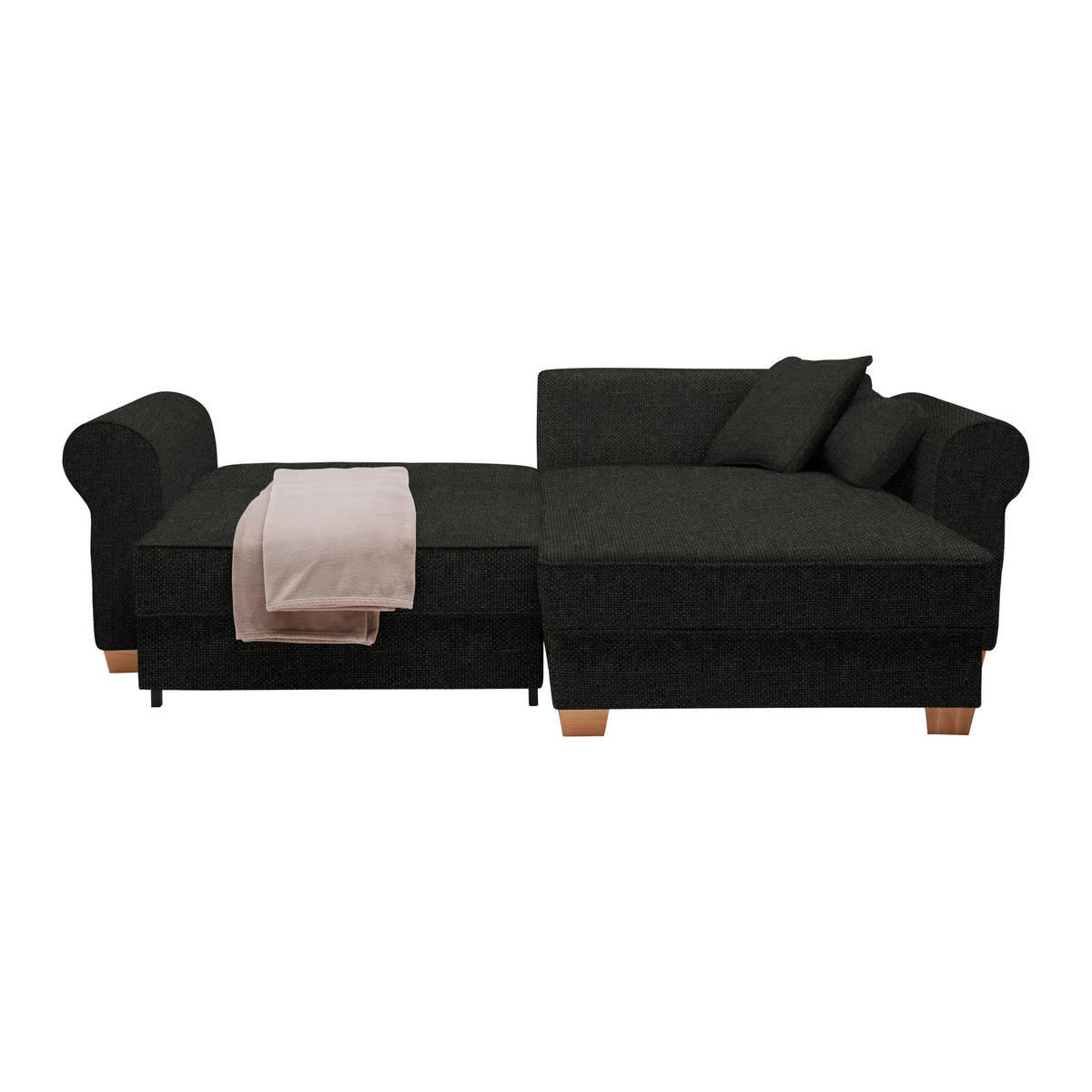 HÖRNSOFFA i svart  - svart, Modern, trämaterial/trä (255/185cm) - MID.YOU
