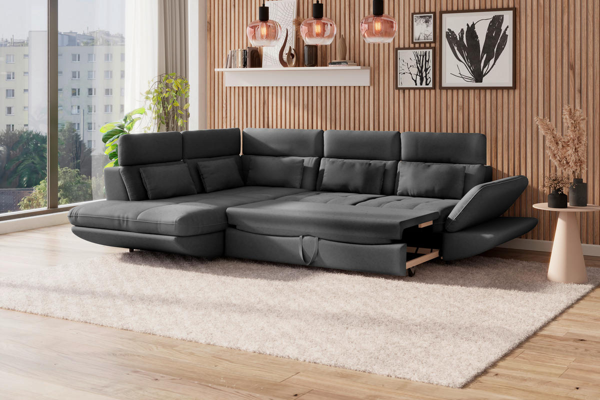 WOHNLANDSCHAFT Anthrazit Webstoff  - Anthrazit/Schwarz, MODERN, Kunststoff/Textil (233/311cm) - MID.YOU