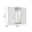 SCHWEBETÜRENSCHRANK 271/223/68 cm 3-türig Weiß Hochglanz, Weiß  - Weiß Hochglanz/Alufarben, Basics, Glas/Holzwerkstoff (271/223/68cm) - Novel