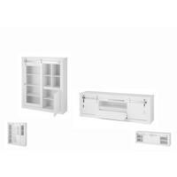 WOHNWAND 2-teilig  in Weiß, Weiß Hochglanz  349/152/43 cm  - Chromfarben/Weiß Hochglanz, Design, Holzwerkstoff/Metall (349/152/43cm) - Livetastic