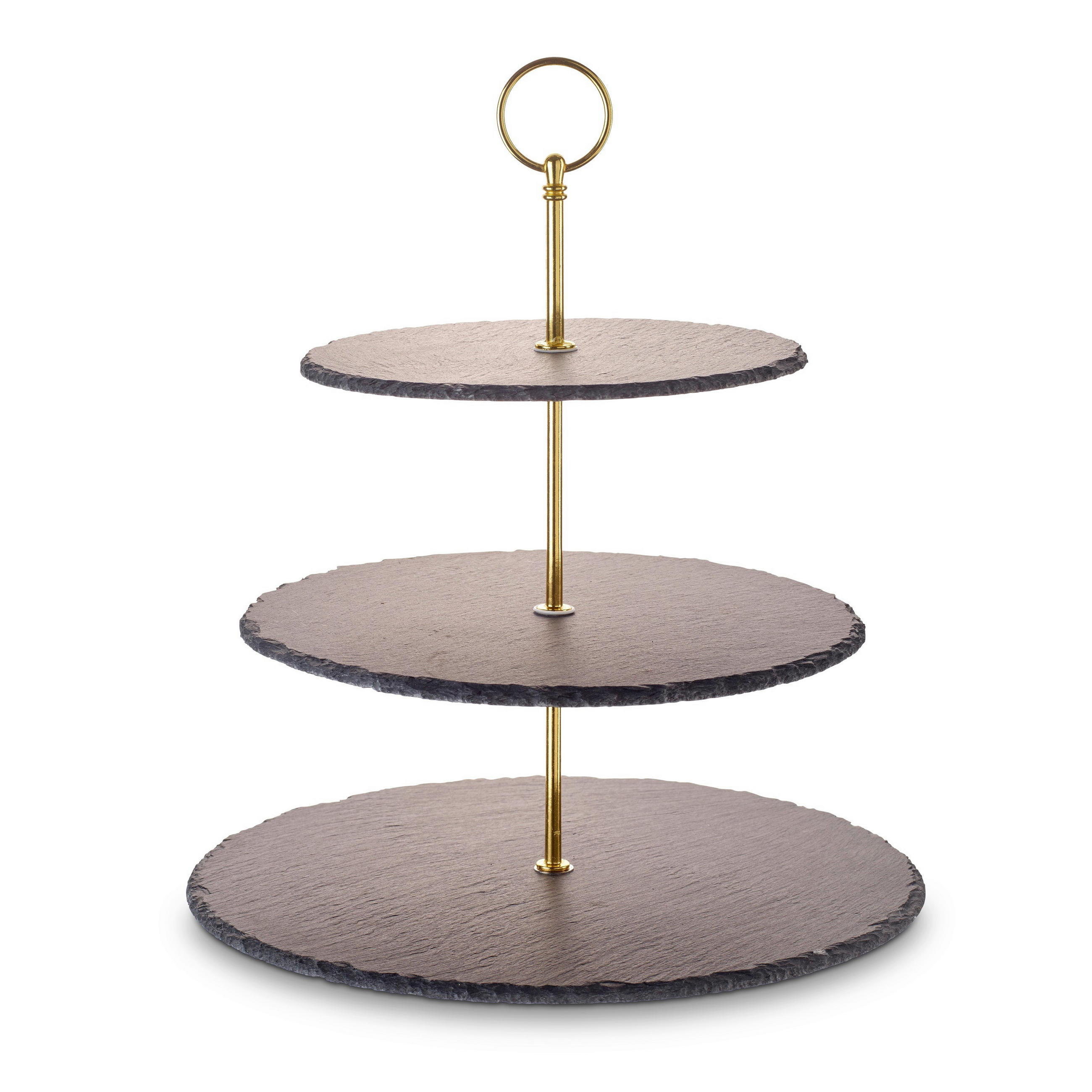 CUPCAKE-STÄNDER 3-stöckig - Goldfarben, Basics, Stein/Metall (30/25/20/35cm) - Echtwerk