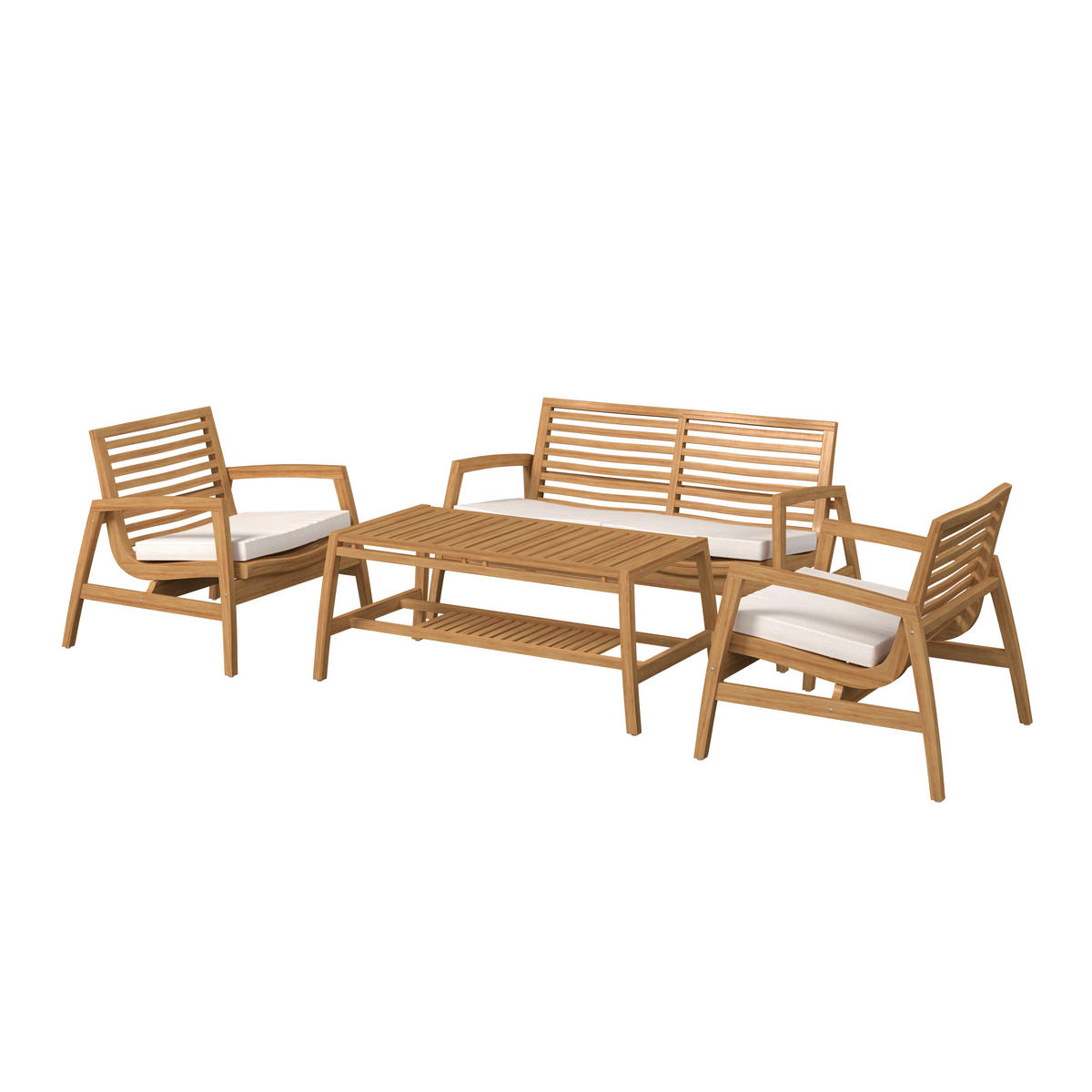 LOUNGEGARNITUR Teakholz Hartholz  - Beige/Naturfarben, Natur, Holz/Textil (138/73/71cm) - Ambia Garden