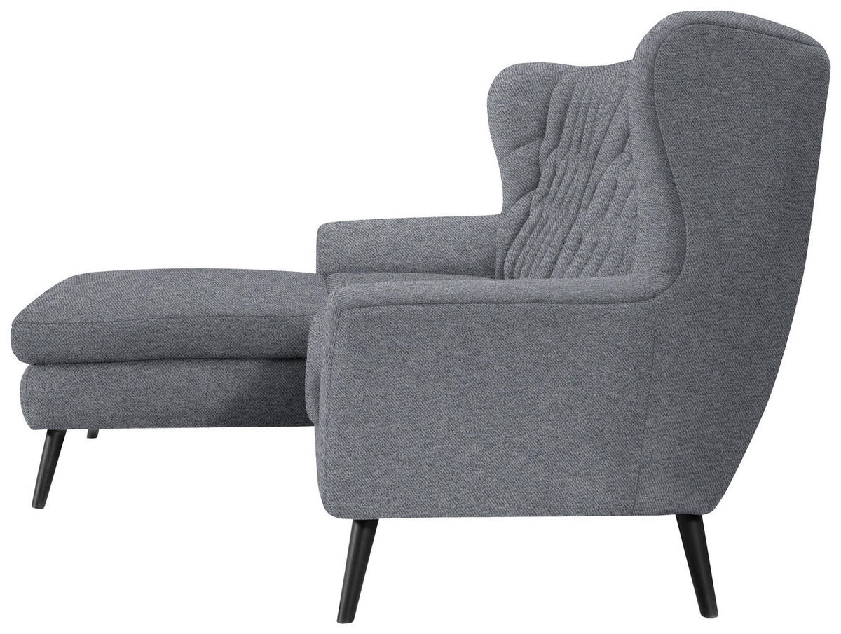 ECKSOFA in Mikrofaser Grau  - Schwarz/Grau, Design, Holz/Textil (165/237cm) - Stylife