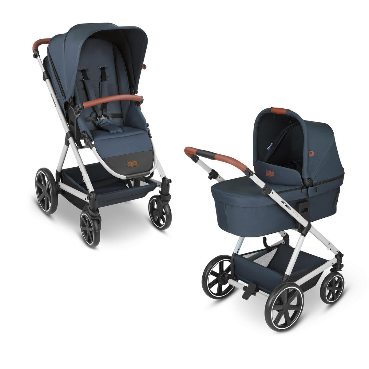KINDERWAGENSET  Vicon 4  Lake  - Silberfarben/Dunkelblau, Basics, Textil/Metall (91/61/110cm) - ABC Design