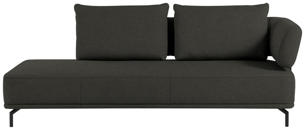 RÉCAMIERE in Flachgewebe Dunkelbraun  - Dunkelbraun/Schwarz, Design, Textil/Metall (227/89/101cm) - Dieter Knoll