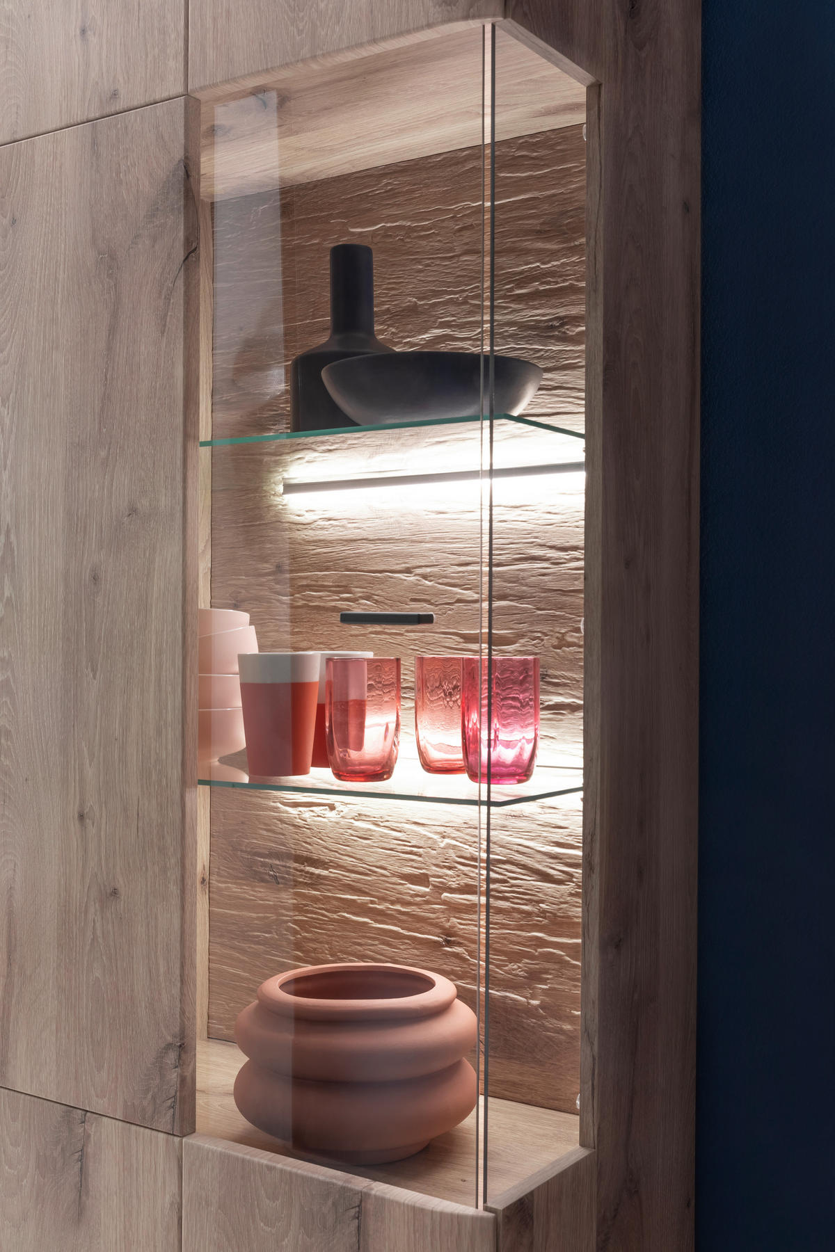 VITRINE in Eichefarben  - Eichefarben/Anthrazit, Design, Glas/Holzwerkstoff (60/199/37cm) - MID.YOU