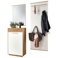 GARDEROBE 3-teilig  in 130/195/37 cm  - Eichefarben/Weiß, Design, Glas/Holz (130/195/37cm) - Novel