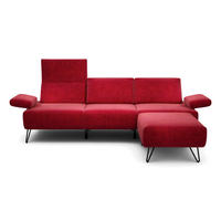 3-SITZER-SOFA Samt Rot  - Rot/Schwarz, Design, Textil/Metall (234-264/85/86-94cm) - SENSOO