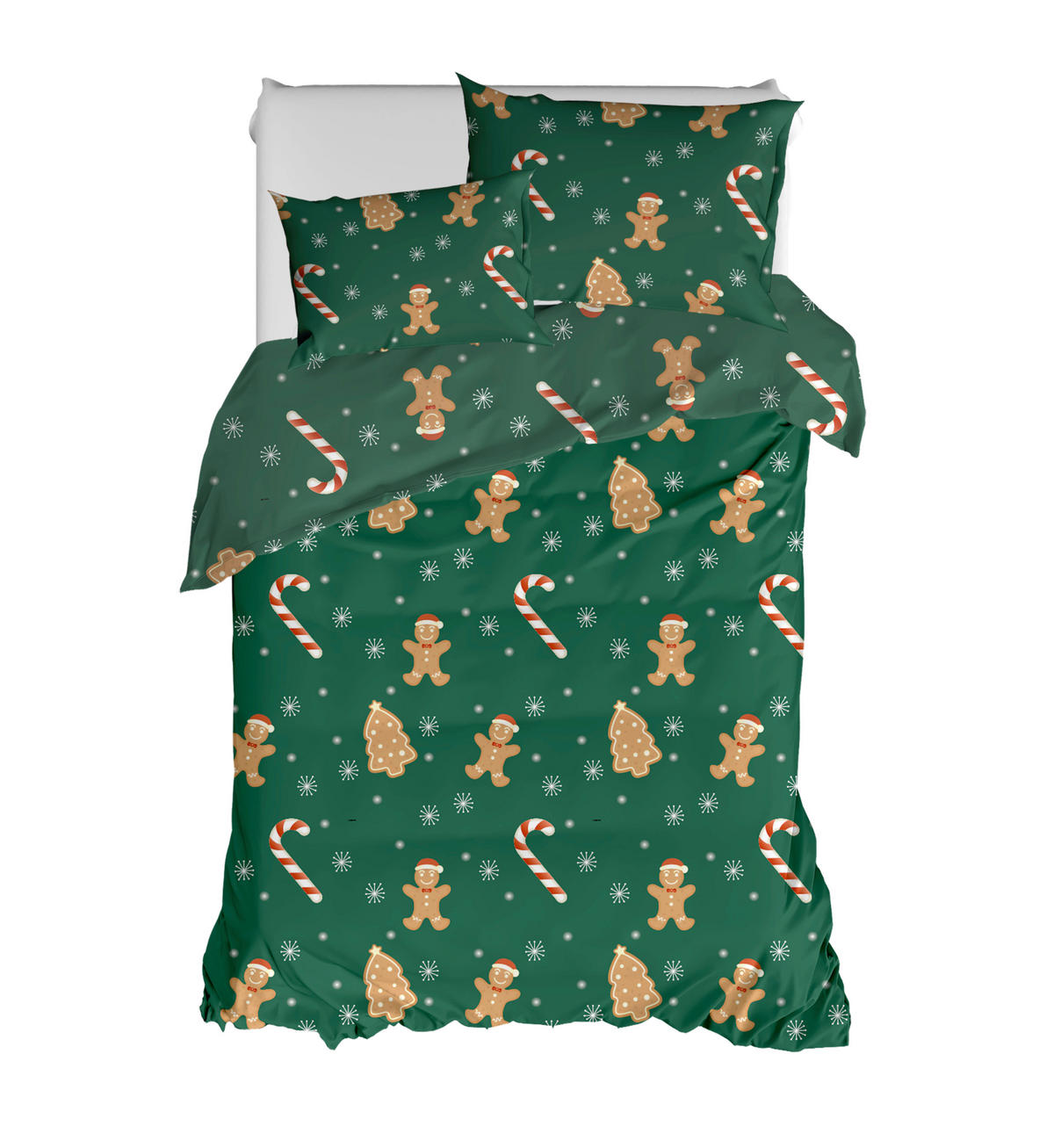 ÁGYNEMŰHUZAT-GARNITÚRA  - sötétzöld/homokszínű, Basics, textil (140/200cm)