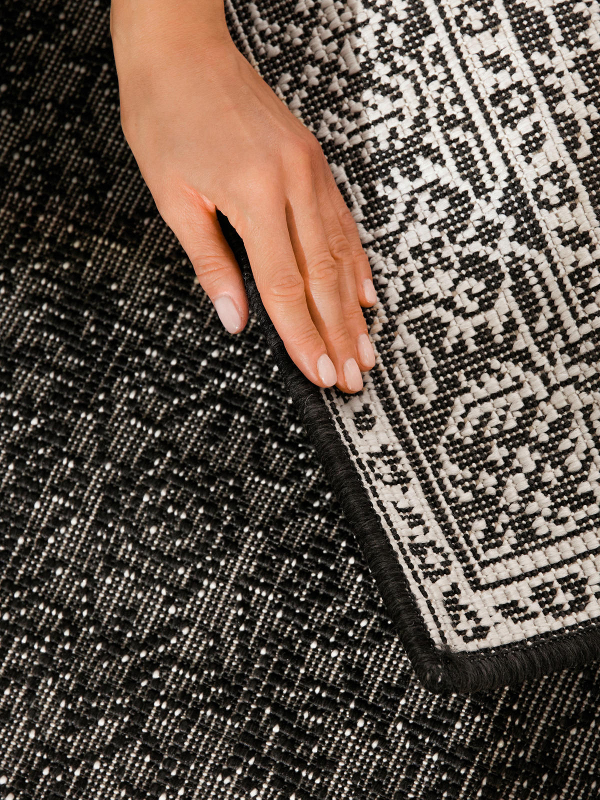 LÄUFER 80/250 cm Duet  - Schwarz/Weiß, Design, Kunststoff (80/250cm)
