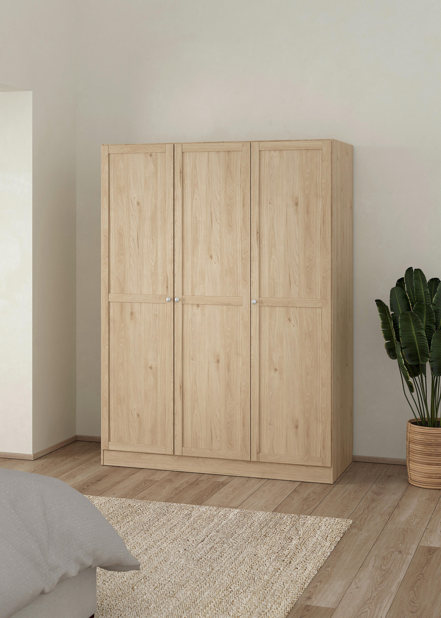 DREHTÜRENSCHRANK in Eichefarben - Eichefarben/Silberfarben, Modern, Holzwerkstoff/Metall (147/200/61,7cm) - MID.YOU