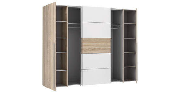 KLEIDERSCHRANK 270/210/61 cm 4-türig - Alufarben/Weiß, KONVENTIONELL, Holzwerkstoff/Kunststoff (270/210/61cm) - Carryhome
