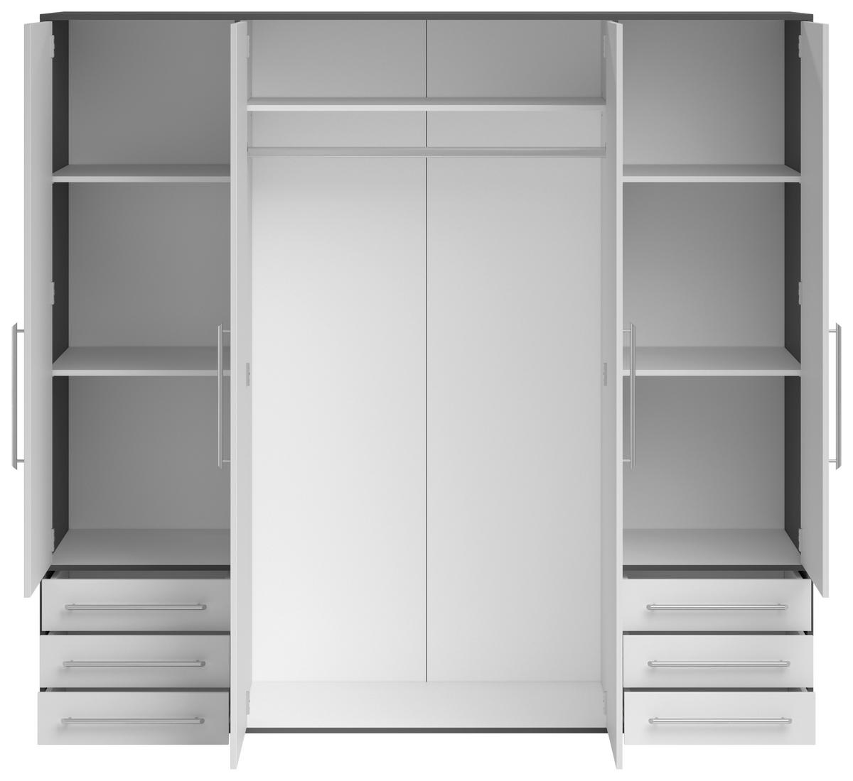 DREHTÜRENSCHRANK in Graphitfarben, Weiss  - Weiss/Silberfarben, Modern, Holzwerkstoff/Kunststoff (206/194/58cm) - Livetastic