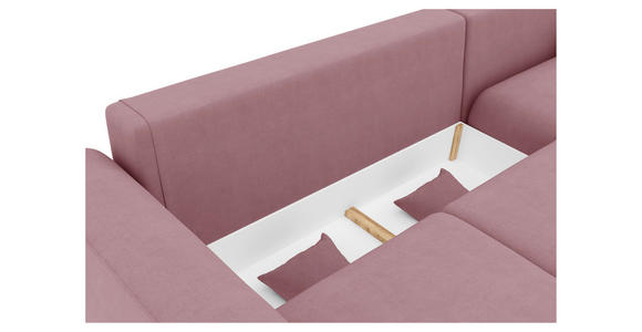 ECKSOFA in Velours Rosa  - Chromfarben/Rosa, KONVENTIONELL, Kunststoff/Textil (293/195cm) - Carryhome