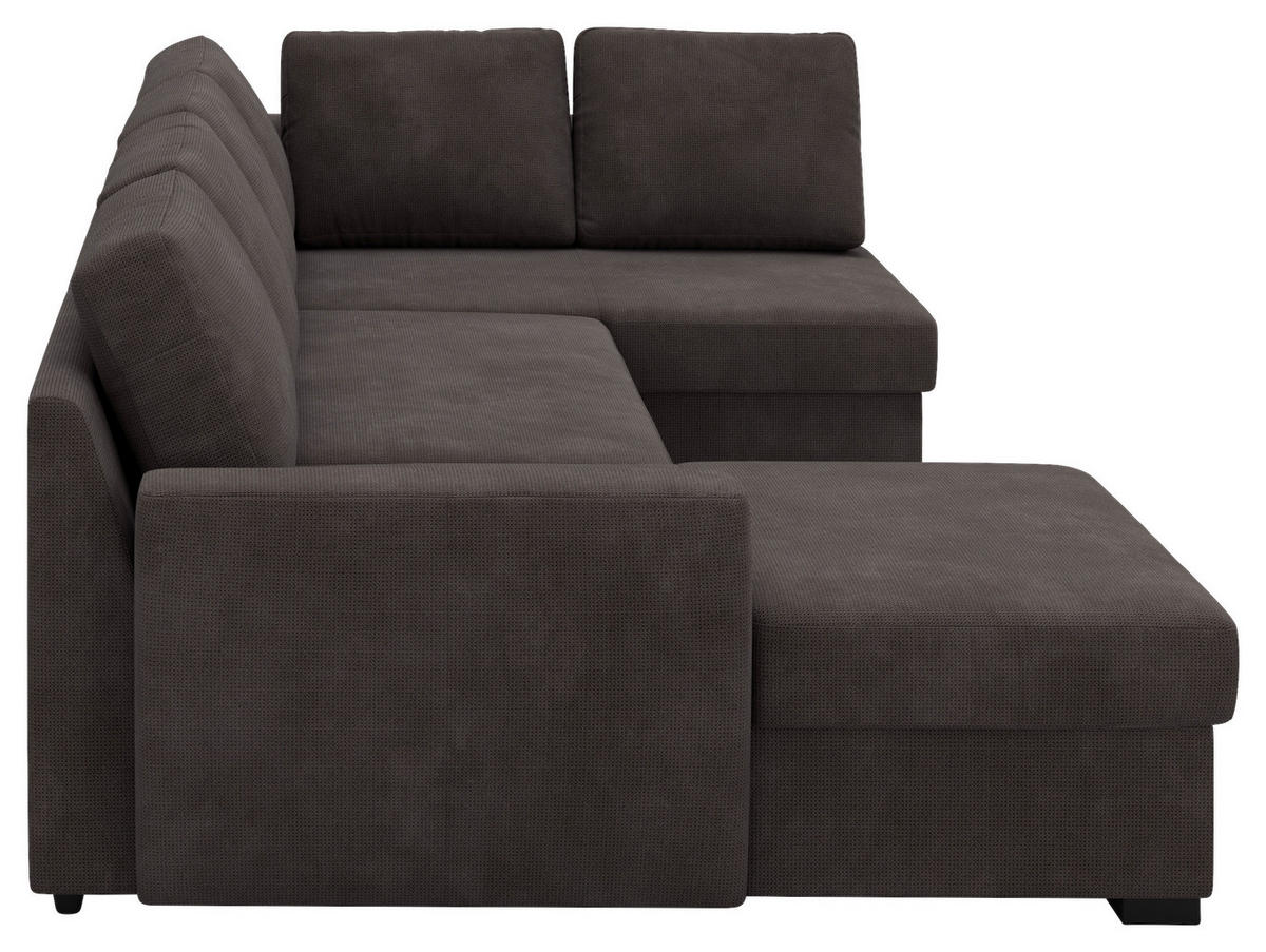 SJEDEĆA GARNITURA tekstil  smeđa   - smeđa/crna, Trend, tekstil/plastika (154/327/86cm) - MID.YOU