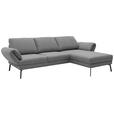 ECKSOFA  in Flachgewebe Hellgrau  255-365/175-224 cm  - Hellgrau/Schwarz, Design, Textil/Metall (255-365/175-224cm) - Dieter Knoll