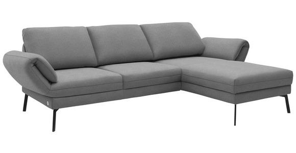 ECKSOFA  in Flachgewebe Hellgrau  255-365/175-224 cm  - Hellgrau/Schwarz, Design, Textil/Metall (255-365/175-224cm) - Dieter Knoll