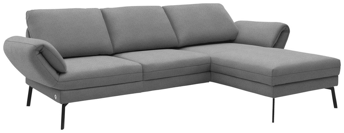 ECKSOFA  in Flachgewebe Hellgrau  255-365/175-224 cm  - Hellgrau/Schwarz, Design, Textil/Metall (255-365/175-224cm) - Dieter Knoll