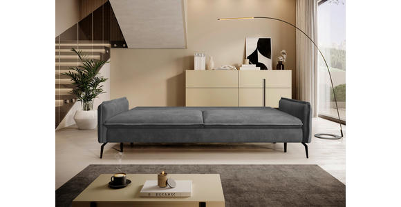 SCHLAFSOFA  mit Liegefunktion, Rücken echt Chenille Graphitfarben  - Schwarz/Graphitfarben, KONVENTIONELL, Textil/Metall (223/89/107cm) - Carryhome