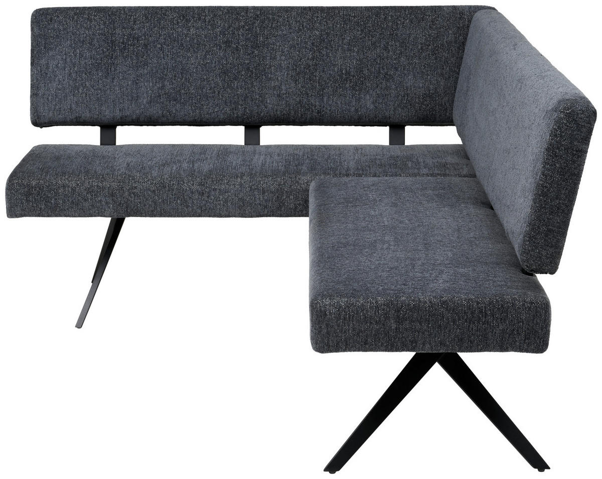 ECKBANK Metall, Textil Dunkelgrau  - Dunkelgrau/Schwarz, Konventionell, Textil/Metall (190/150cm) - MID.YOU