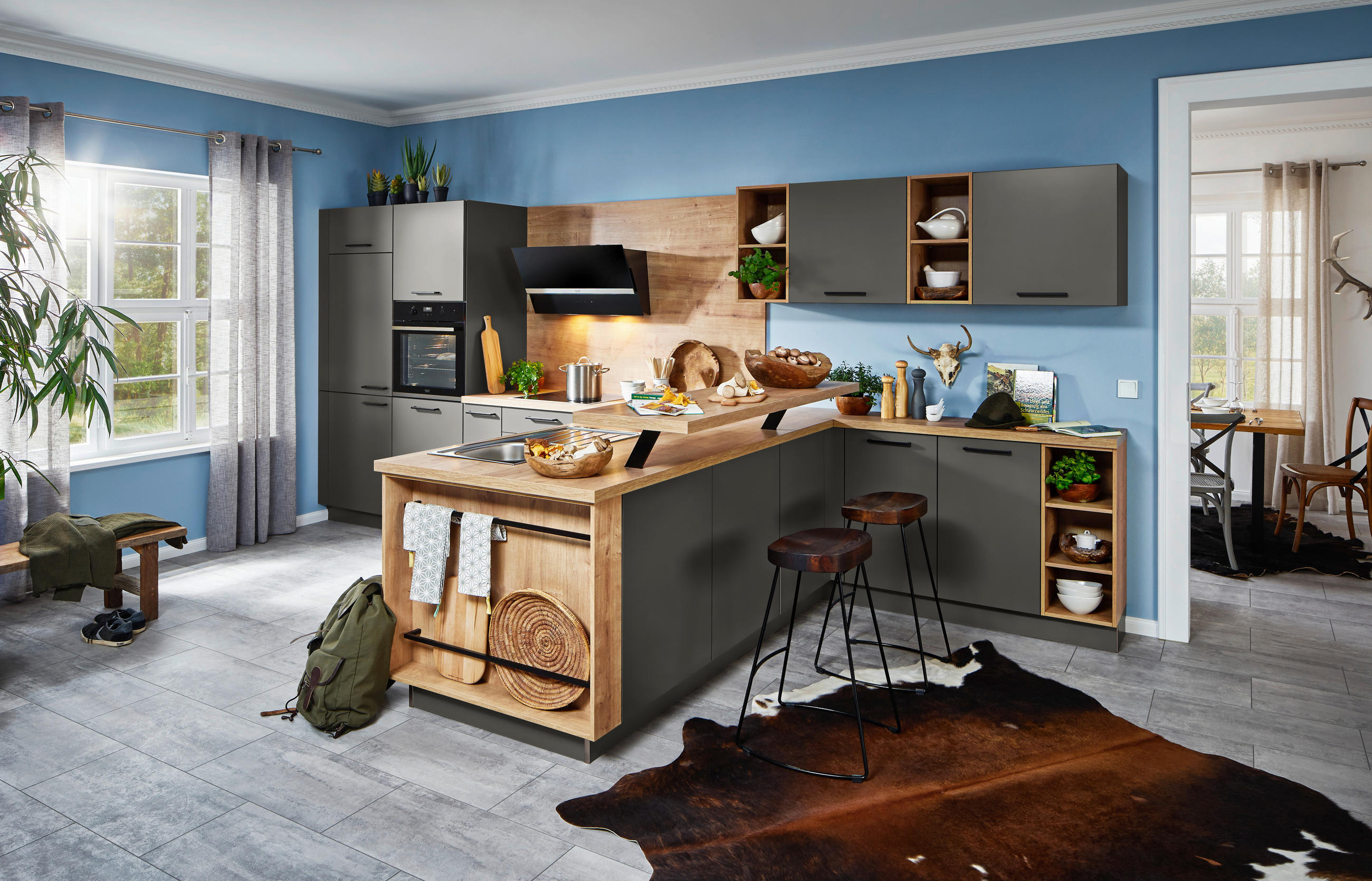 EINBAUKÜCHE  - Graphitfarben, Design, Holzwerkstoff - Dieter Knoll