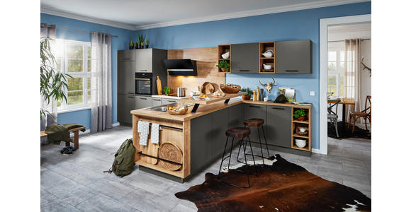 EINBAUKÜCHE - Graphitfarben, Design, Holzwerkstoff - Dieter Knoll
