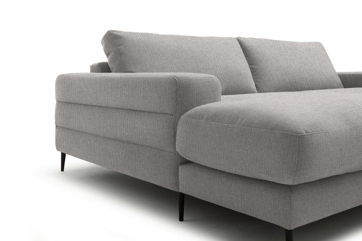 ECKSOFA in Flachgewebe Sandfarben  - Sandfarben/Schwarz, Design, Textil/Metall (177/253cm) - Dieter Knoll