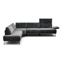ECKSOFA in Samt Anthrazit  213/288-303 cm  - Anthrazit/Schwarz, Design, Textil/Metall (213/288-303cm) - SENSOO