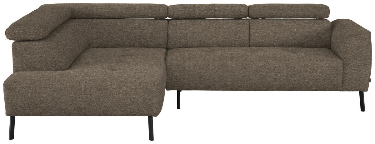ECKSOFA in Chenille Hellbraun  205/280 cm  - Hellbraun/Schwarz, Design, Textil/Metall (205/280cm) - Xora