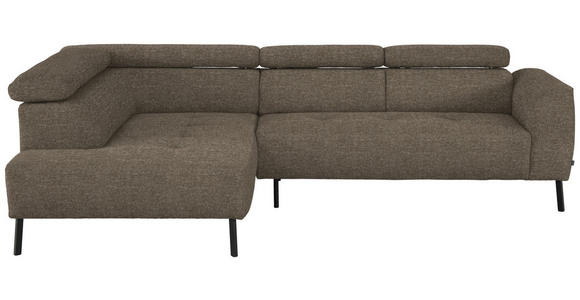 ECKSOFA in Chenille Hellbraun 205/280 cm - Hellbraun/Schwarz, Design, Textil/Metall (205/280cm) - Xora